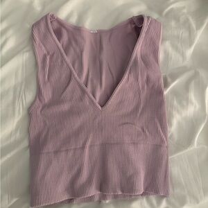 Lavender Ribbed V-Neck Women's Top